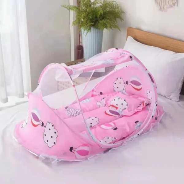 Ciel de lit bébé - lit bulle rose