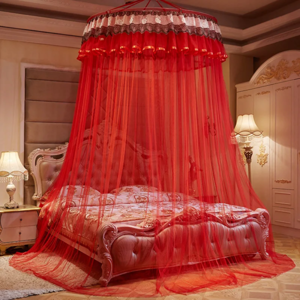 Ciel de lit bébé - lit canopée rouge